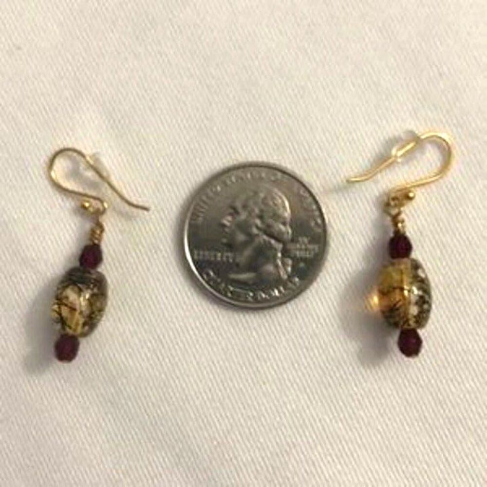 Painted Glass Bead Dangle Earrings - Picture 6 of 8